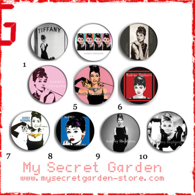Audrey Hepburn  - Breakfast At Tiiffany's Pinback Button Badge Set 1a or 1b ( or Hair Ties / 4.4 cm Badge / Magnet / Keychain Set )